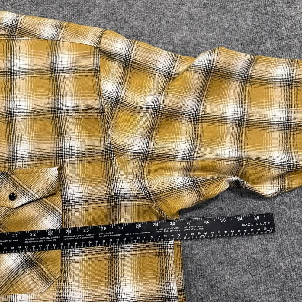 Dixxon Flannel The Sutter Mens 4X Yellow/gold Plaid Pearl Snap Closure